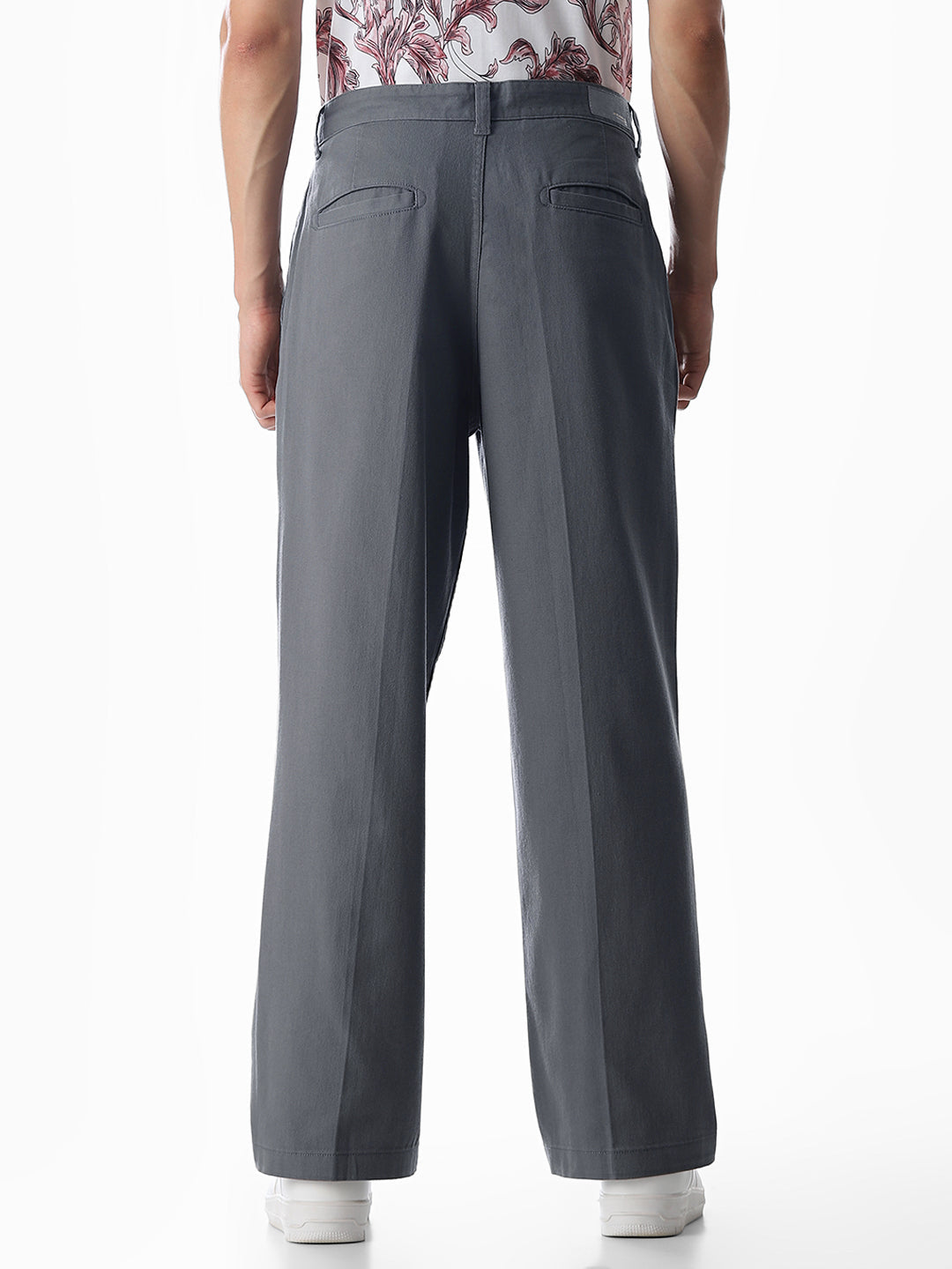 Grey Loose Fit Cotton Chinos