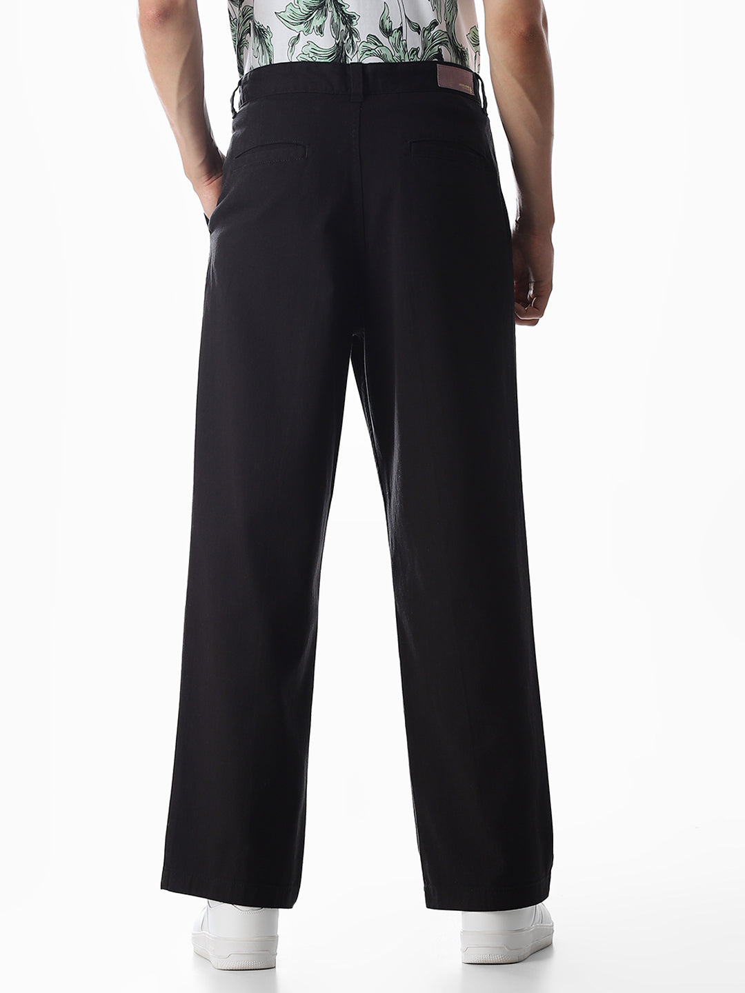 Black Loose Fit Cotton Chinos