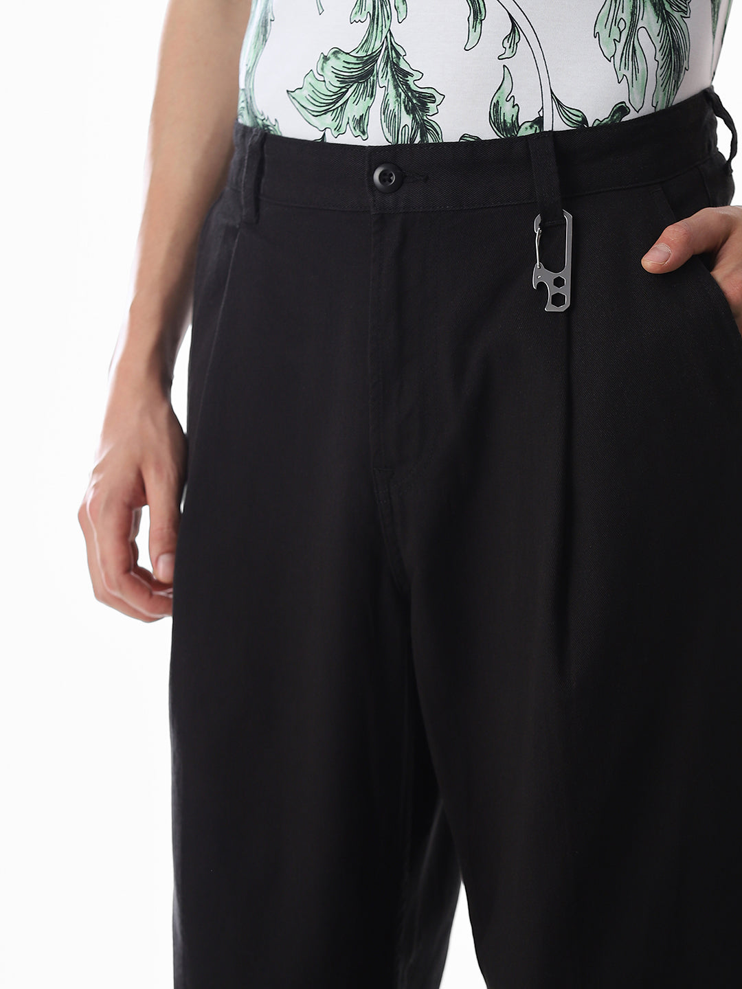 Black Loose Fit Cotton Chinos