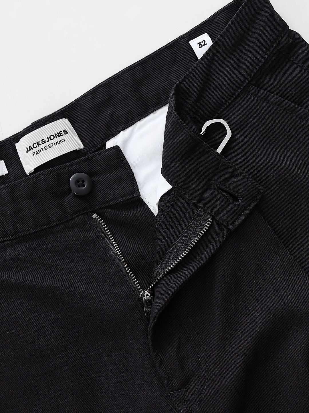 Black Loose Fit Cotton Chinos
