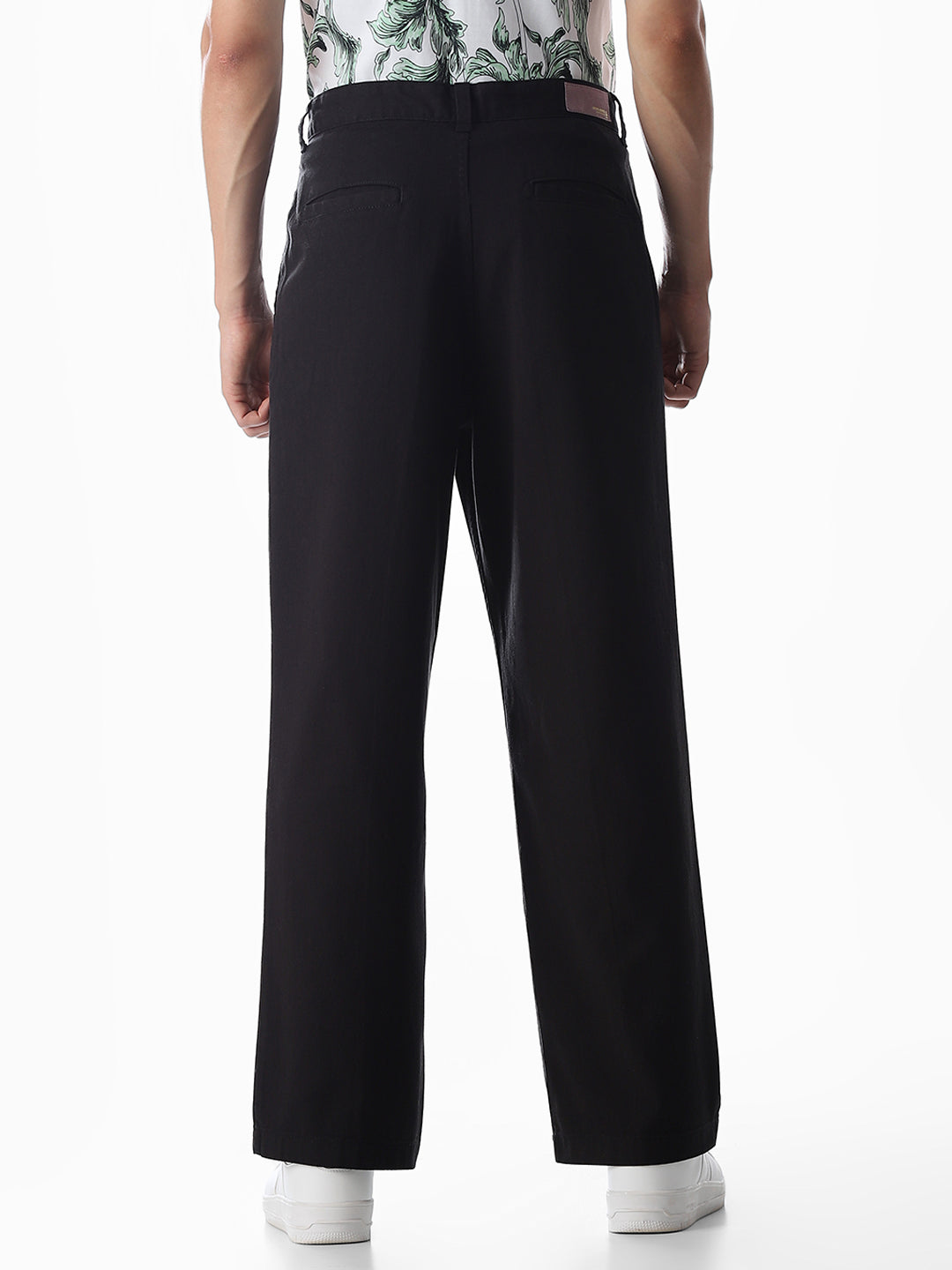 Black Loose Fit Cotton Chinos