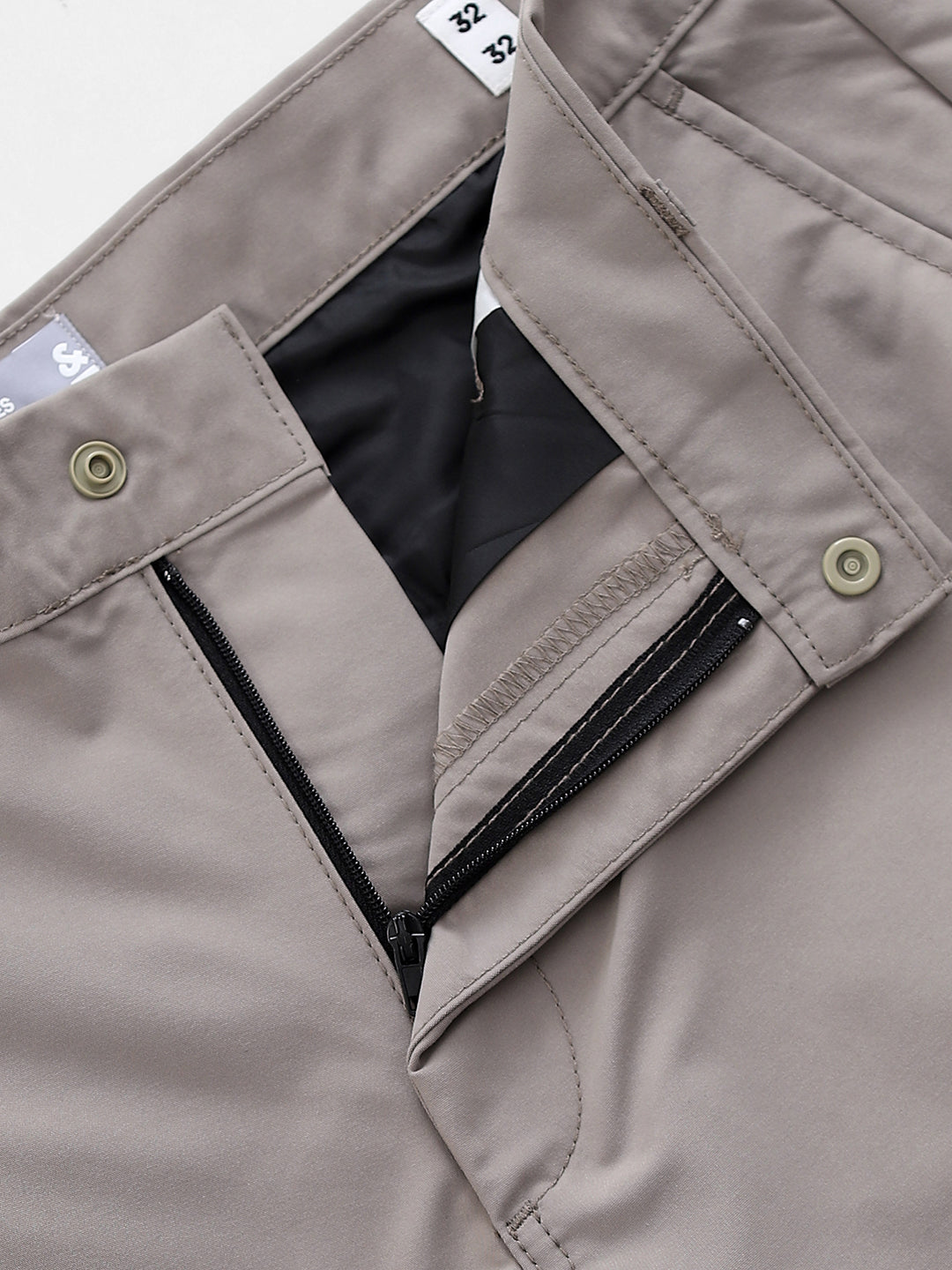 Grey Mid Rise Regular Fit Cargos