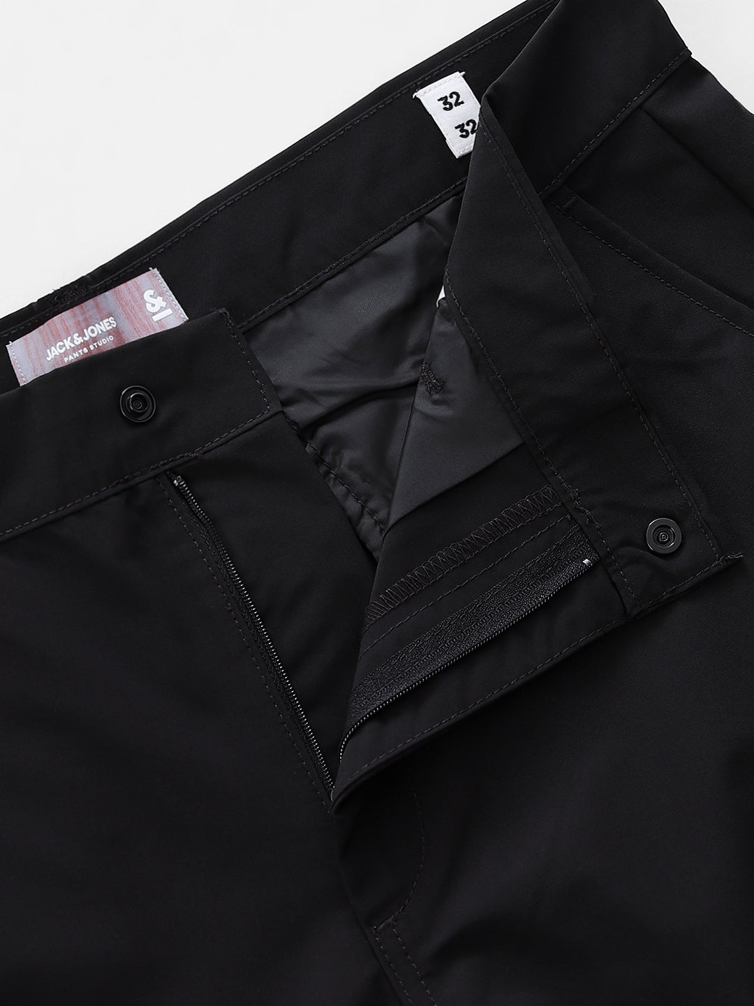 Black Mid Rise Regular Fit Cargos