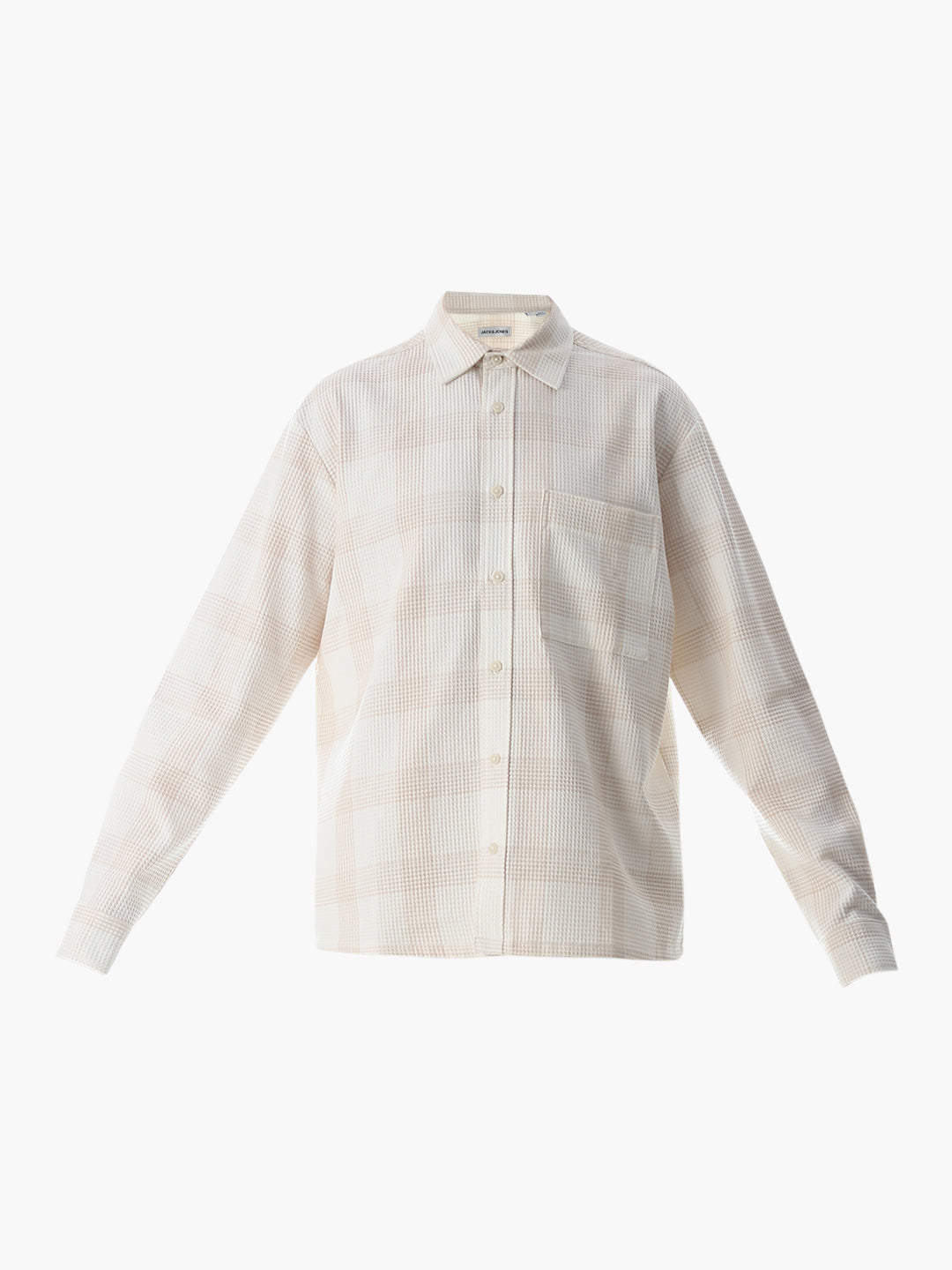 White Waffle Check Cotton Shirt