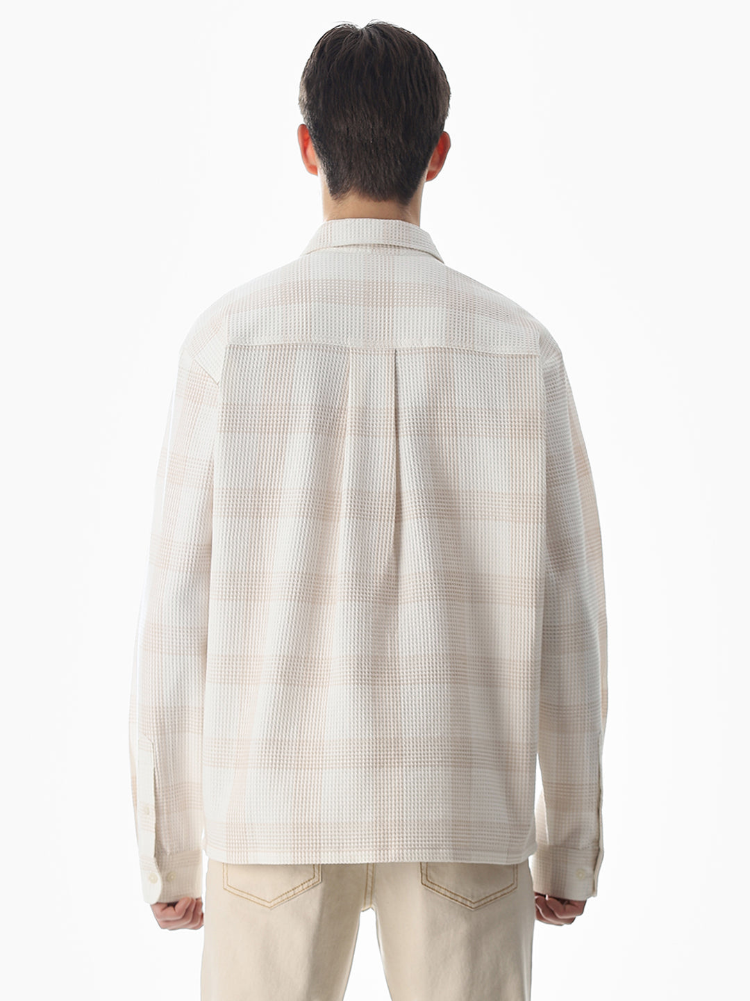 White Waffle Check Cotton Shirt