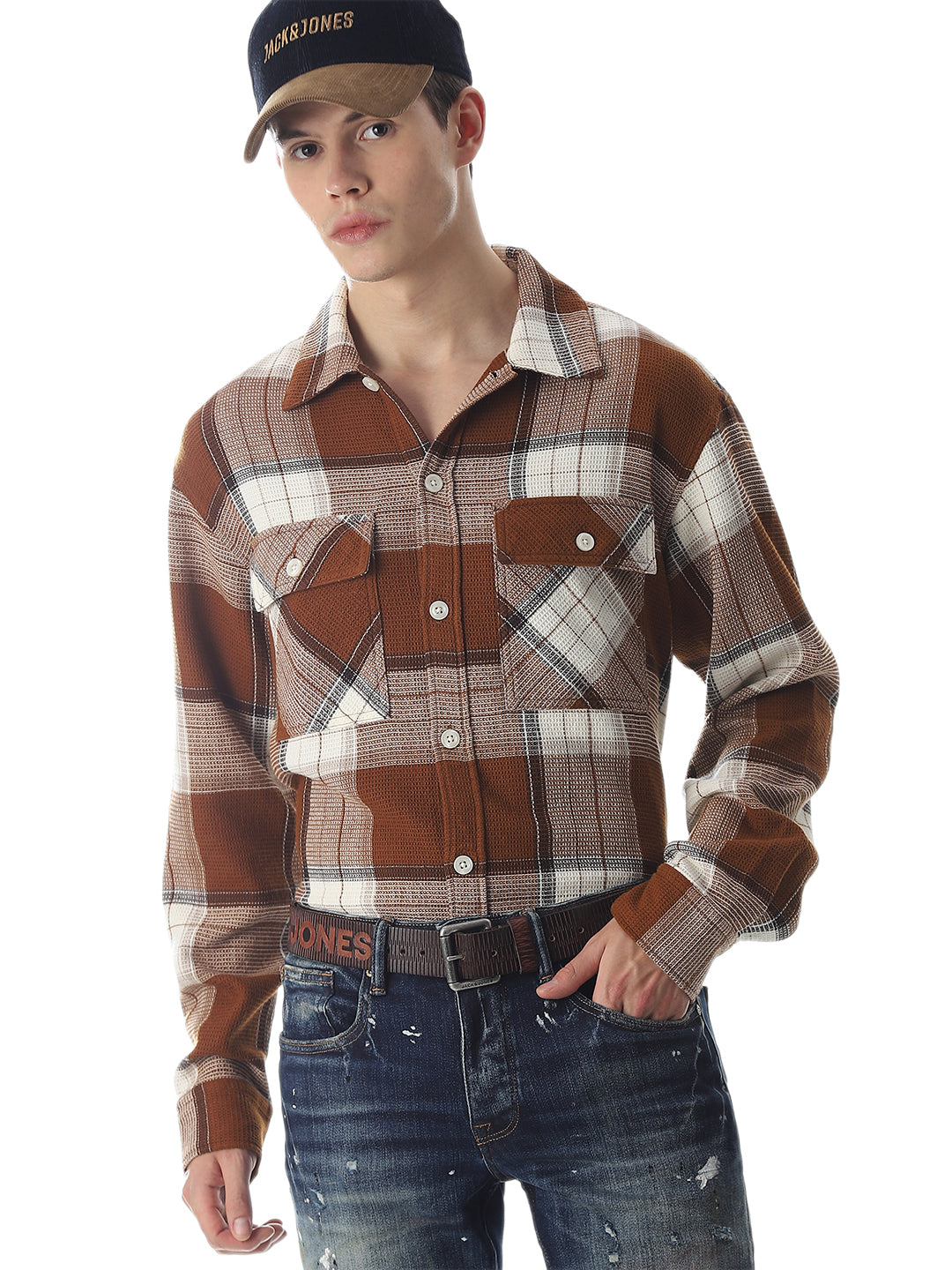 Buy Dark Brown Check Cotton Shirt for Mens Online at Jack&Jones