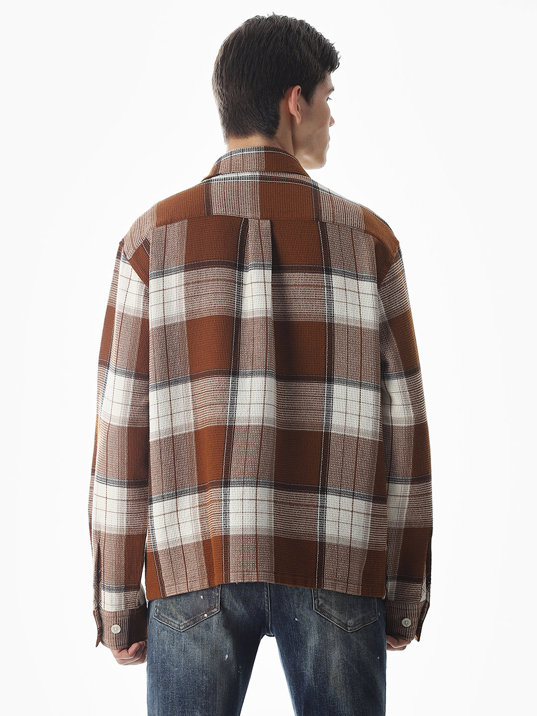 Dark Brown Check Cotton Shirt