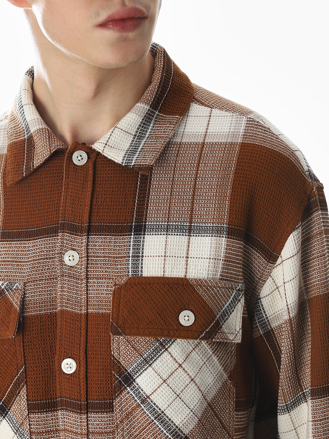 Dark Brown Check Cotton Shirt