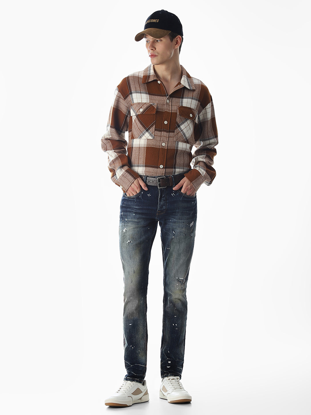 Dark Brown Check Cotton Shirt