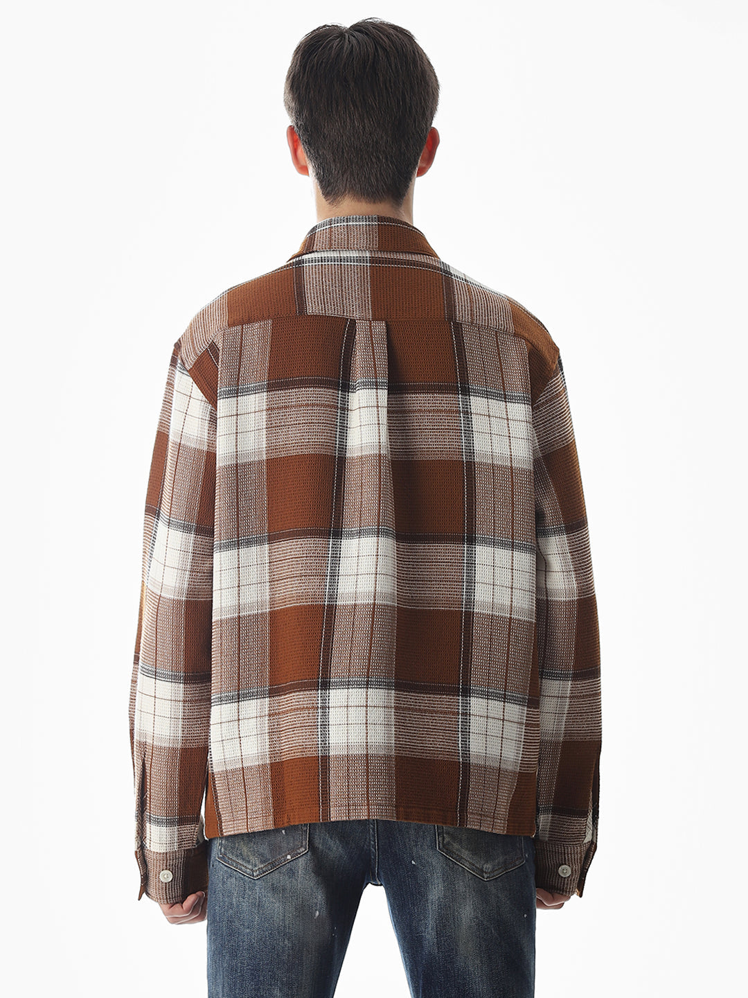 Dark Brown Check Cotton Shirt