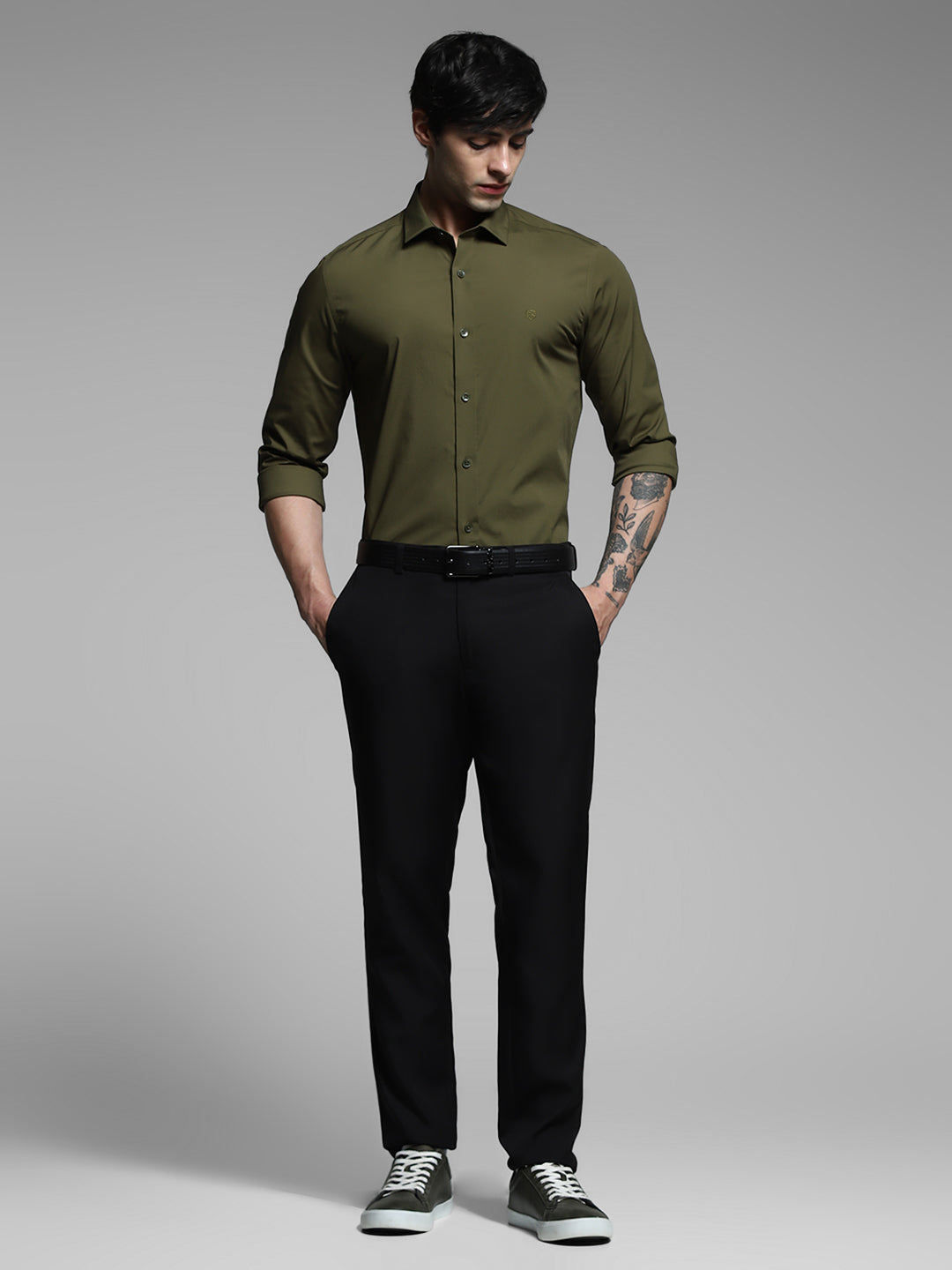Dark Olive Slim Fit Formal Shirt