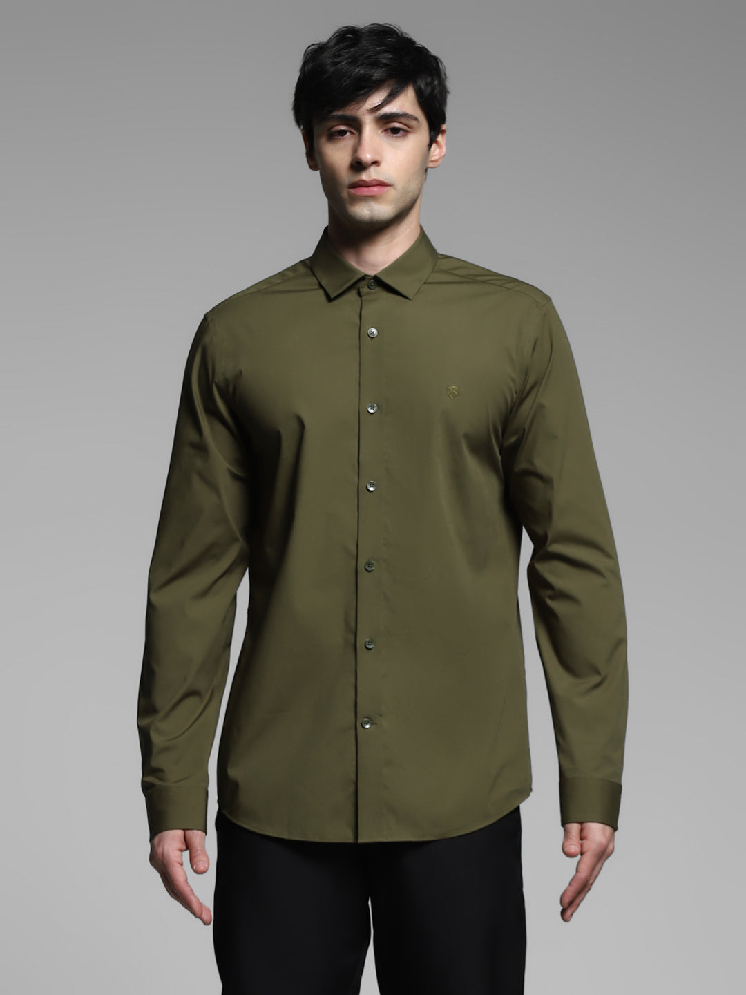 Dark Olive Slim Fit Formal Shirt