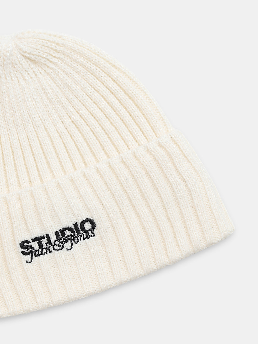 Off-White Acrylic Knitted Beanie