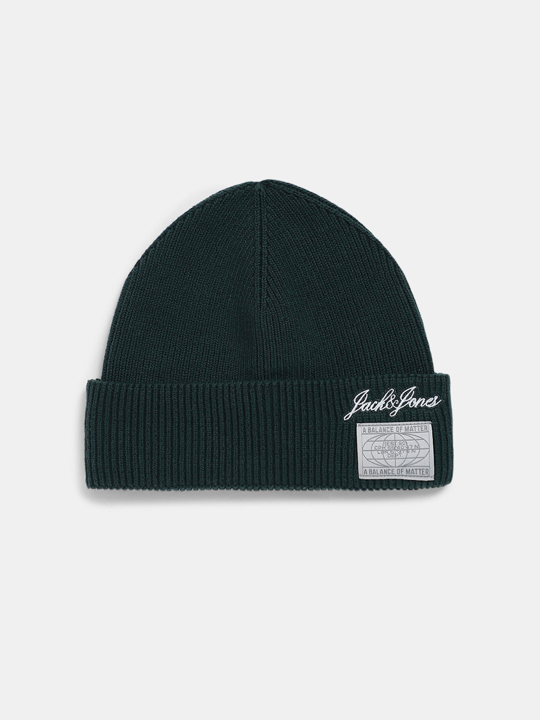 Green Logo Print Cotton Beanie