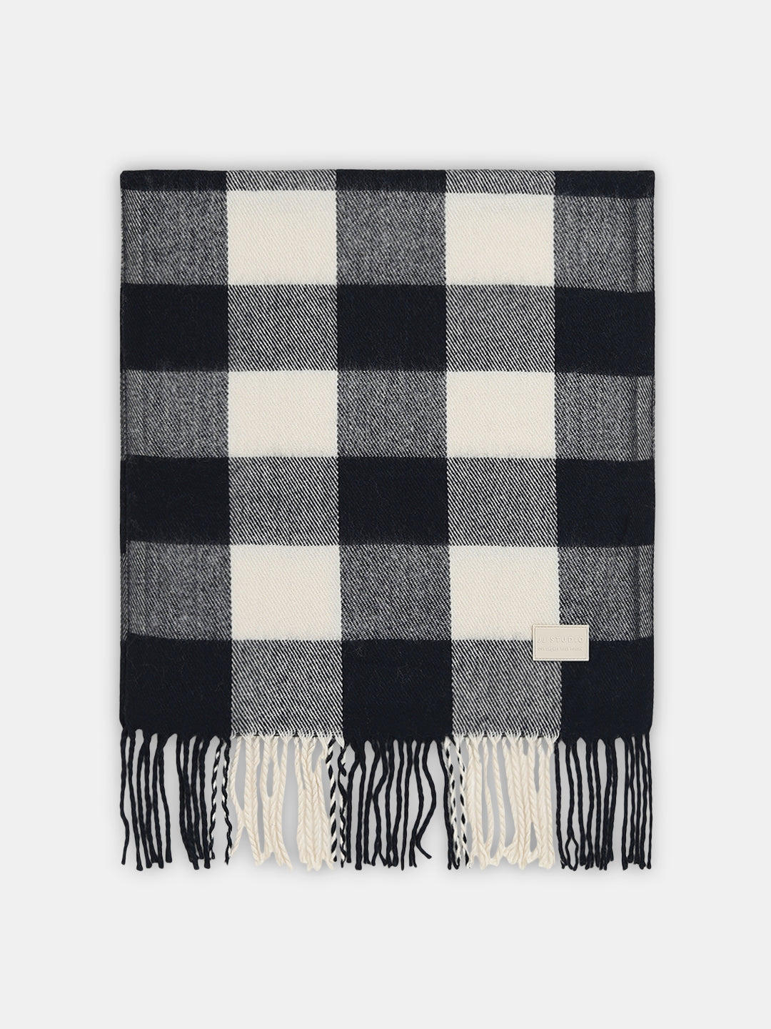 Dark Navy Check Acrylic Scarf
