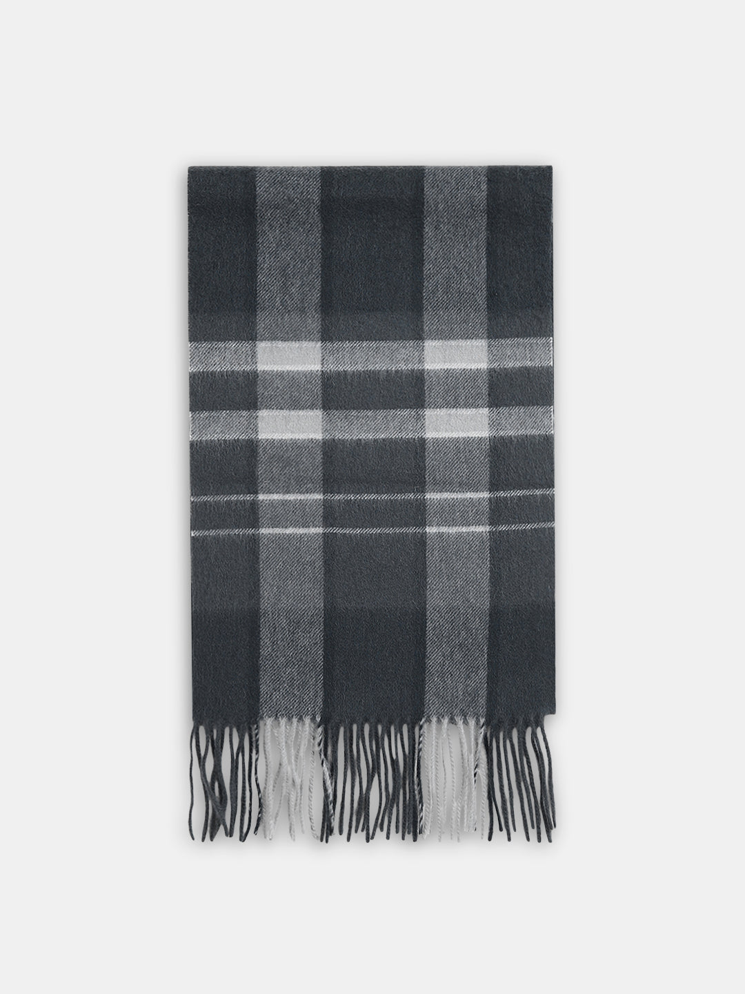 Dark Grey Check Wool Scarf