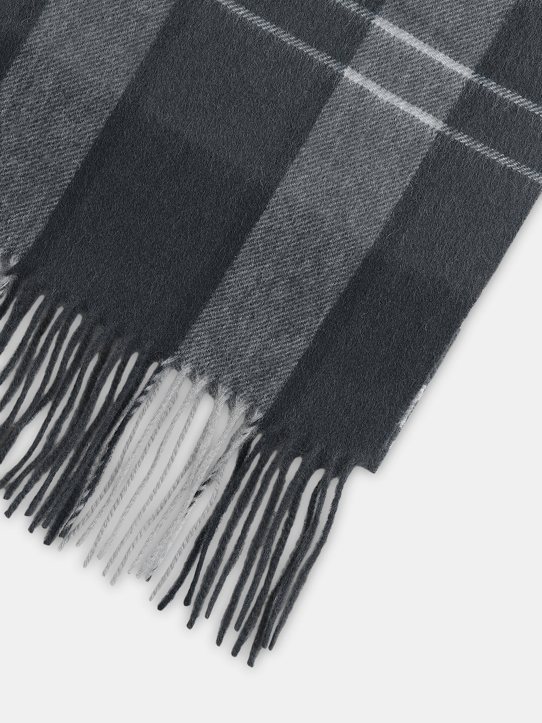 Dark Grey Check Wool Scarf