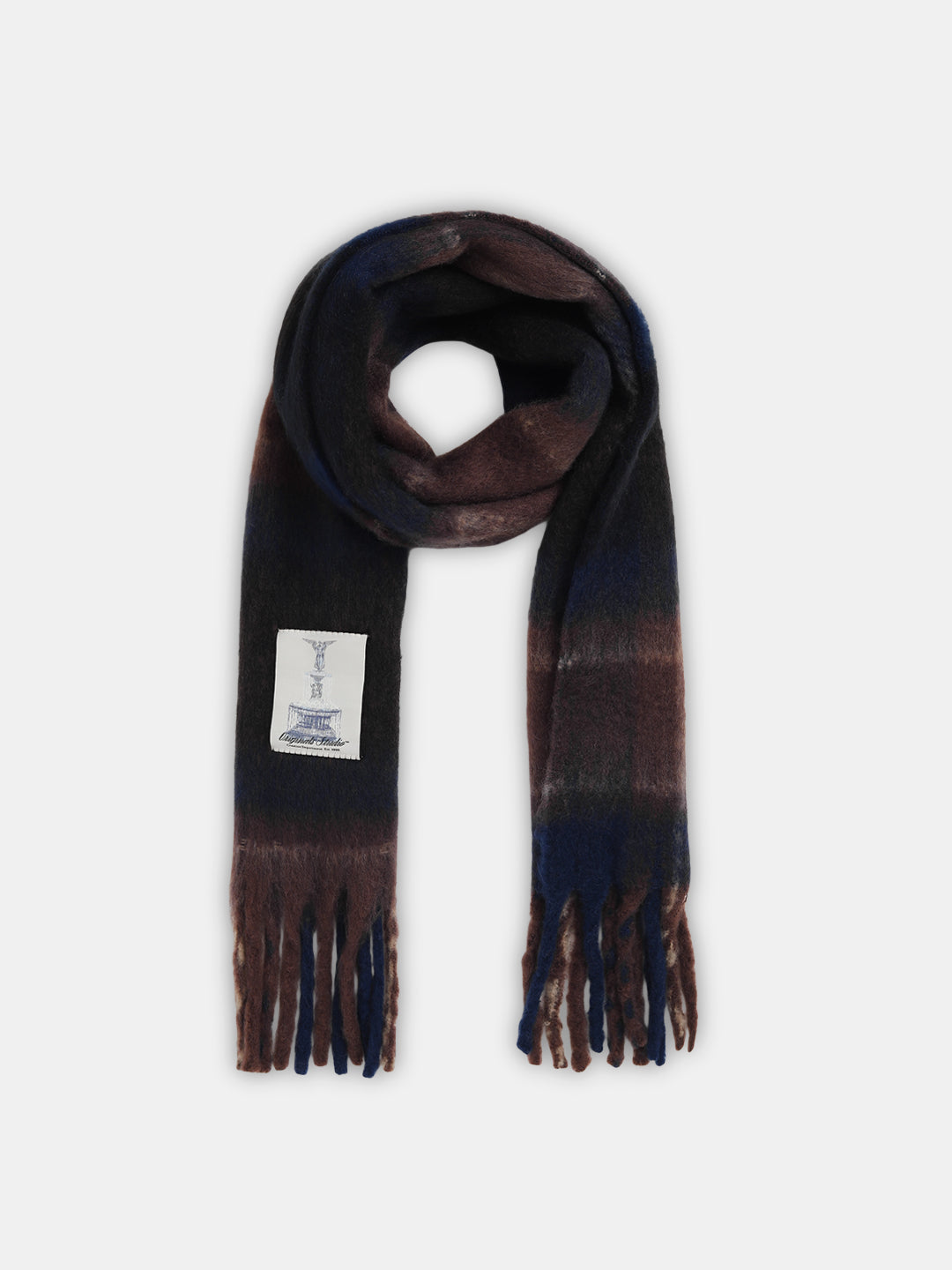 Dark Blue Check Chunky Scarf