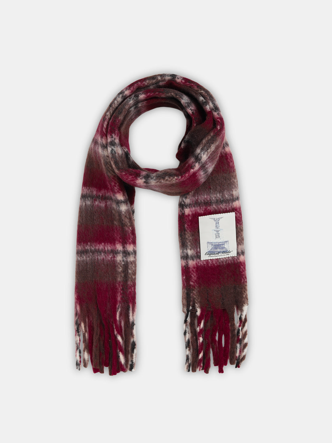 Maroon Check Chunky Scarf
