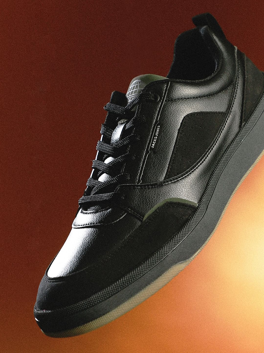 Black PU Casual Sneakers