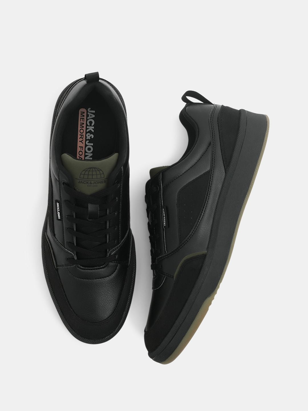 Black PU Casual Sneakers