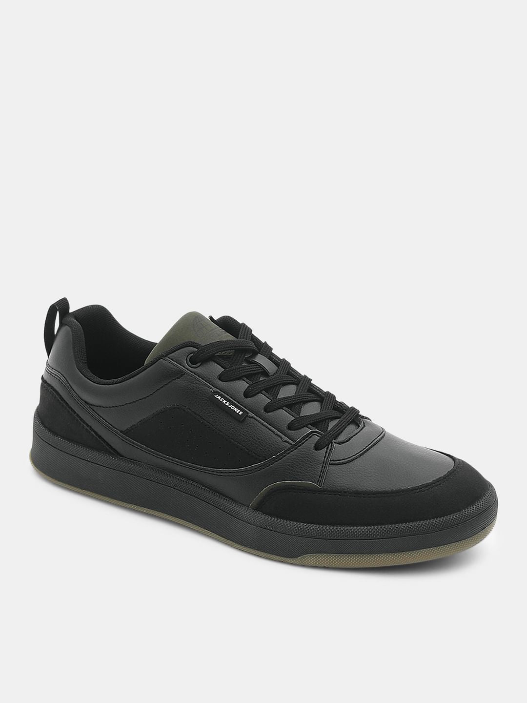 Black PU Casual Sneakers
