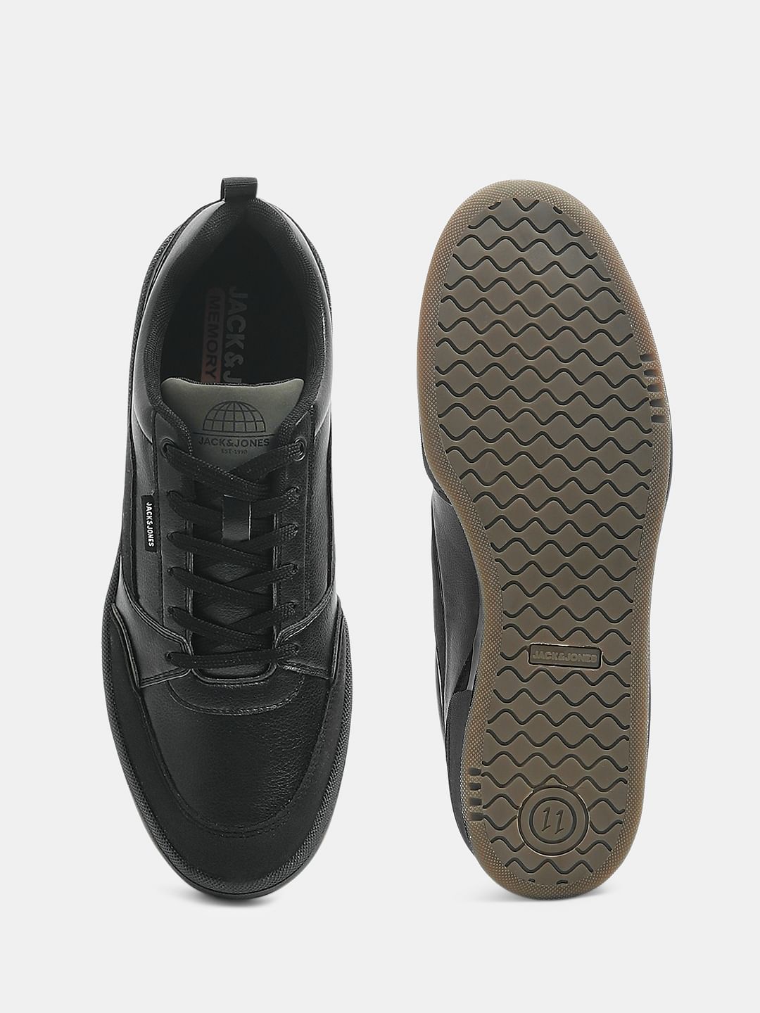 Black PU Casual Sneakers