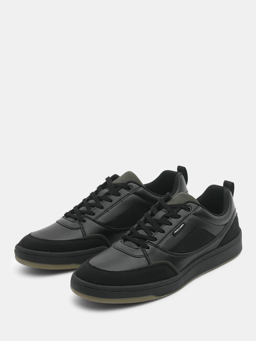 Black PU Casual Sneakers