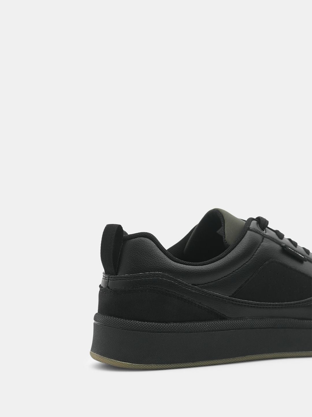 Black PU Casual Sneakers