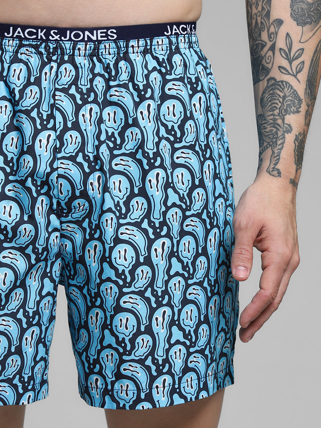 Navy Blue Printed Cotton Boxers