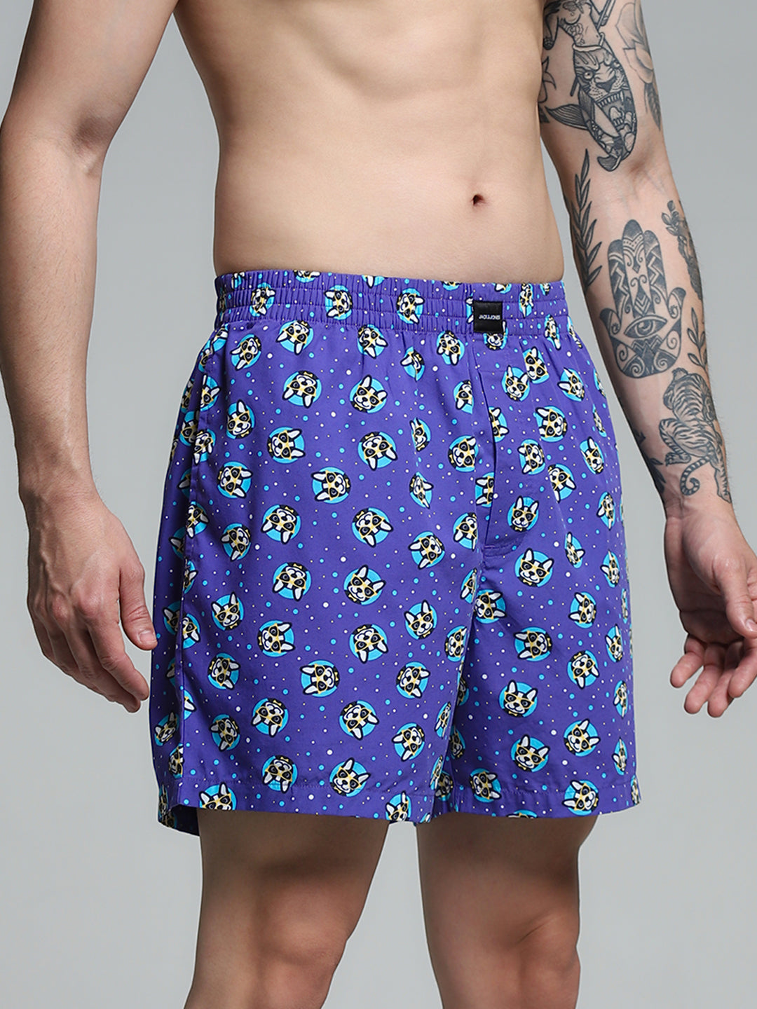 Blue Doggo Print Cotton Boxers