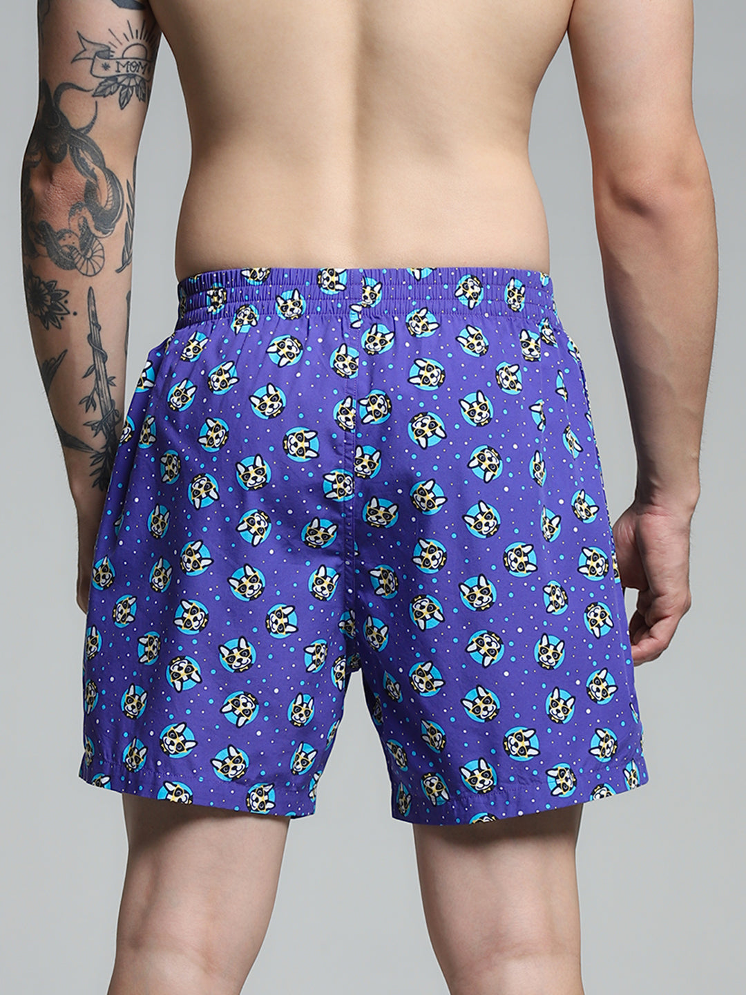 Blue Doggo Print Cotton Boxers