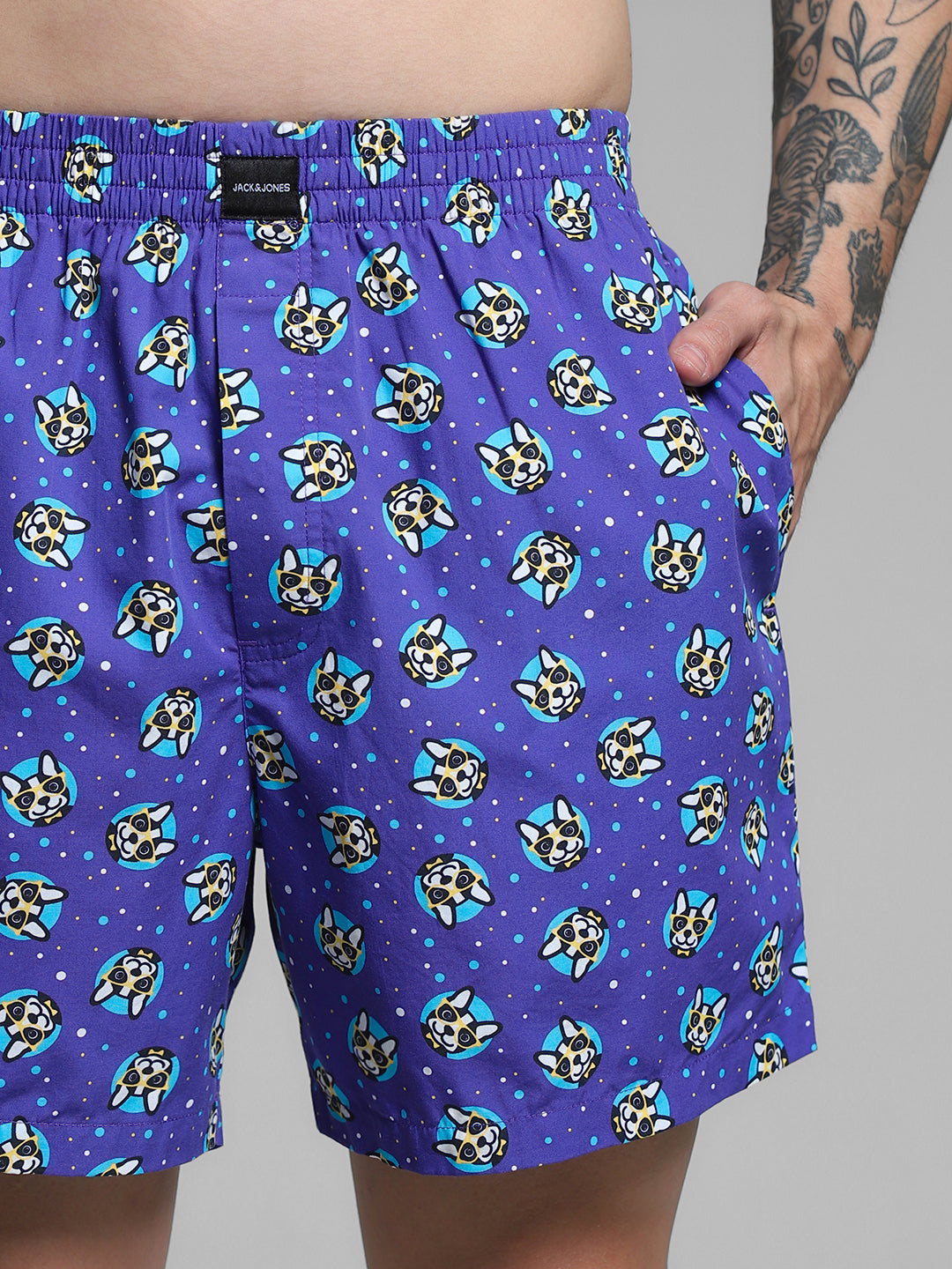 Blue Doggo Print Cotton Boxers