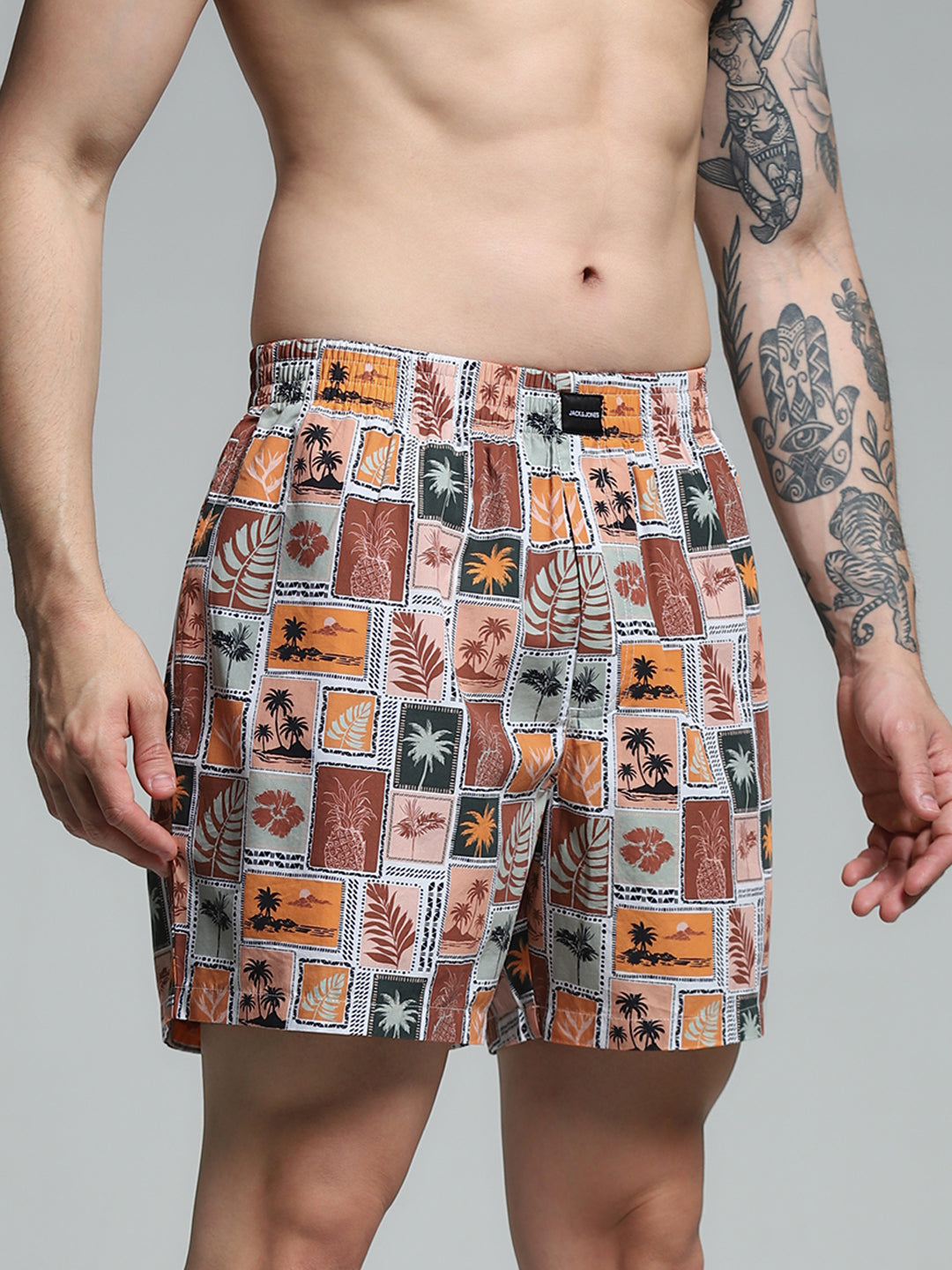 Brown Printed Cotton Boxers
