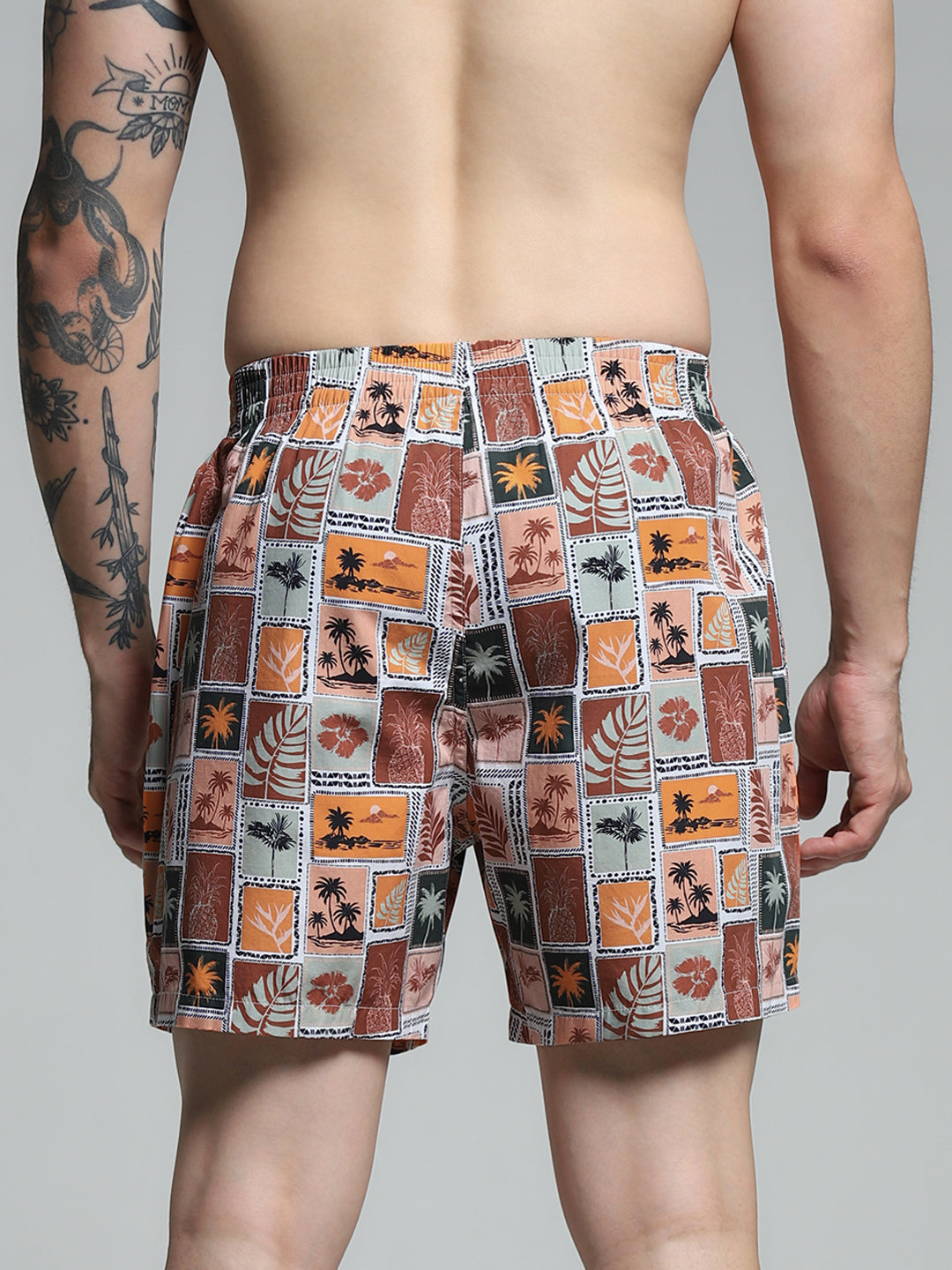 Brown Printed Cotton Boxers