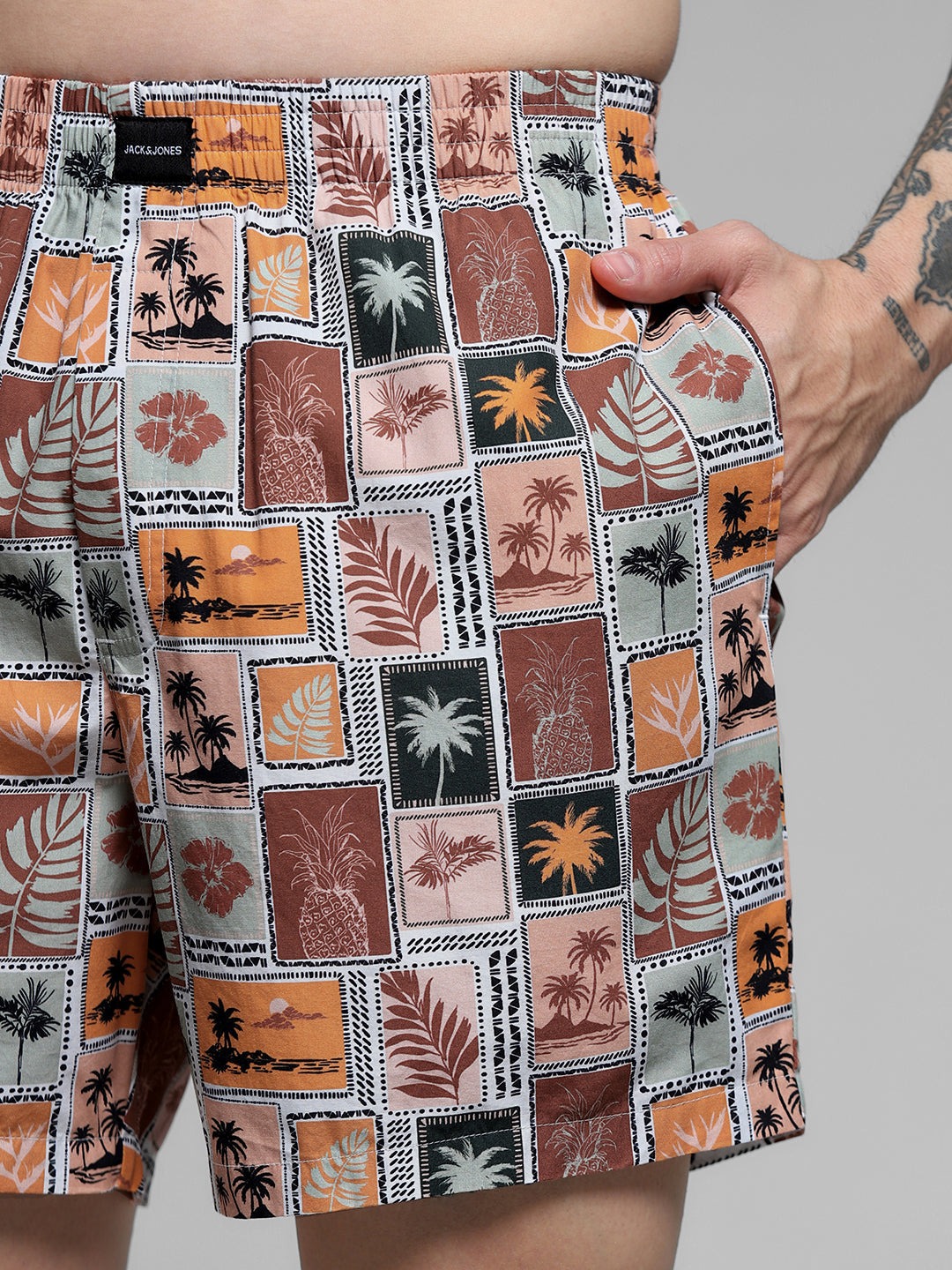 Brown Printed Cotton Boxers