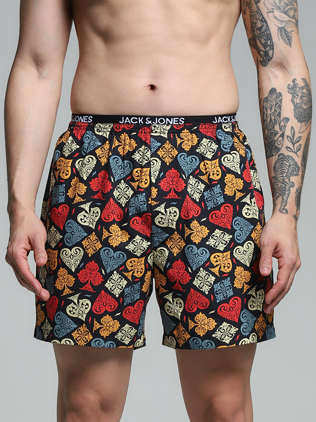 Black Card Deck Print Cotton Boxers