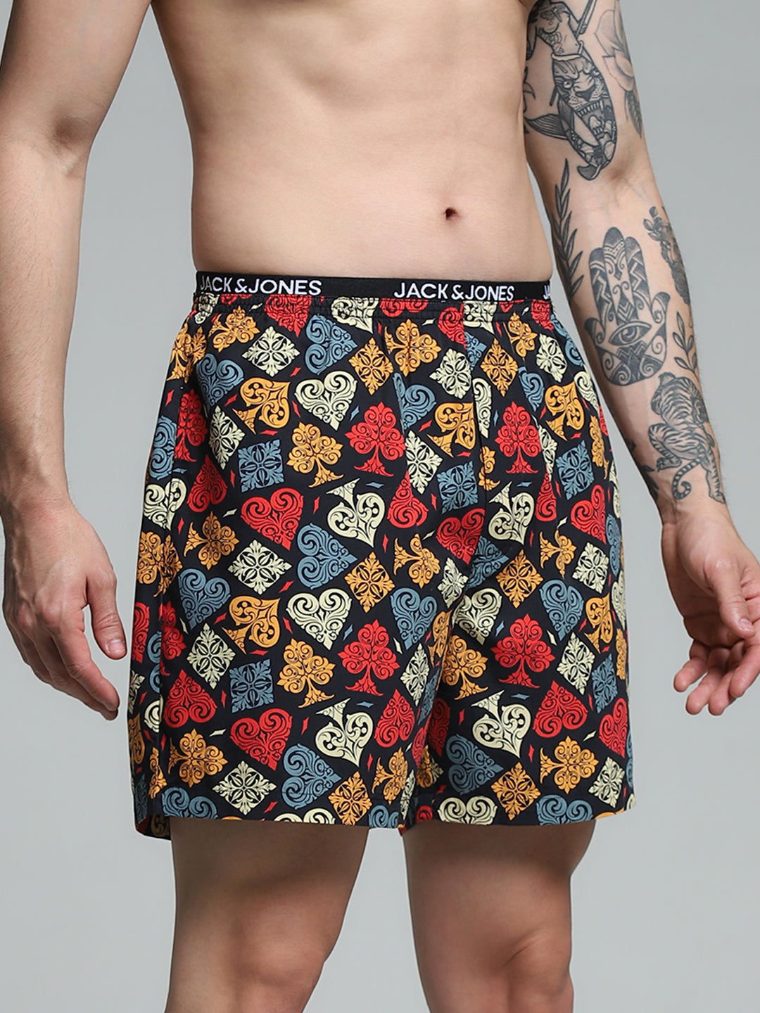 Black Card Deck Print Cotton Boxers