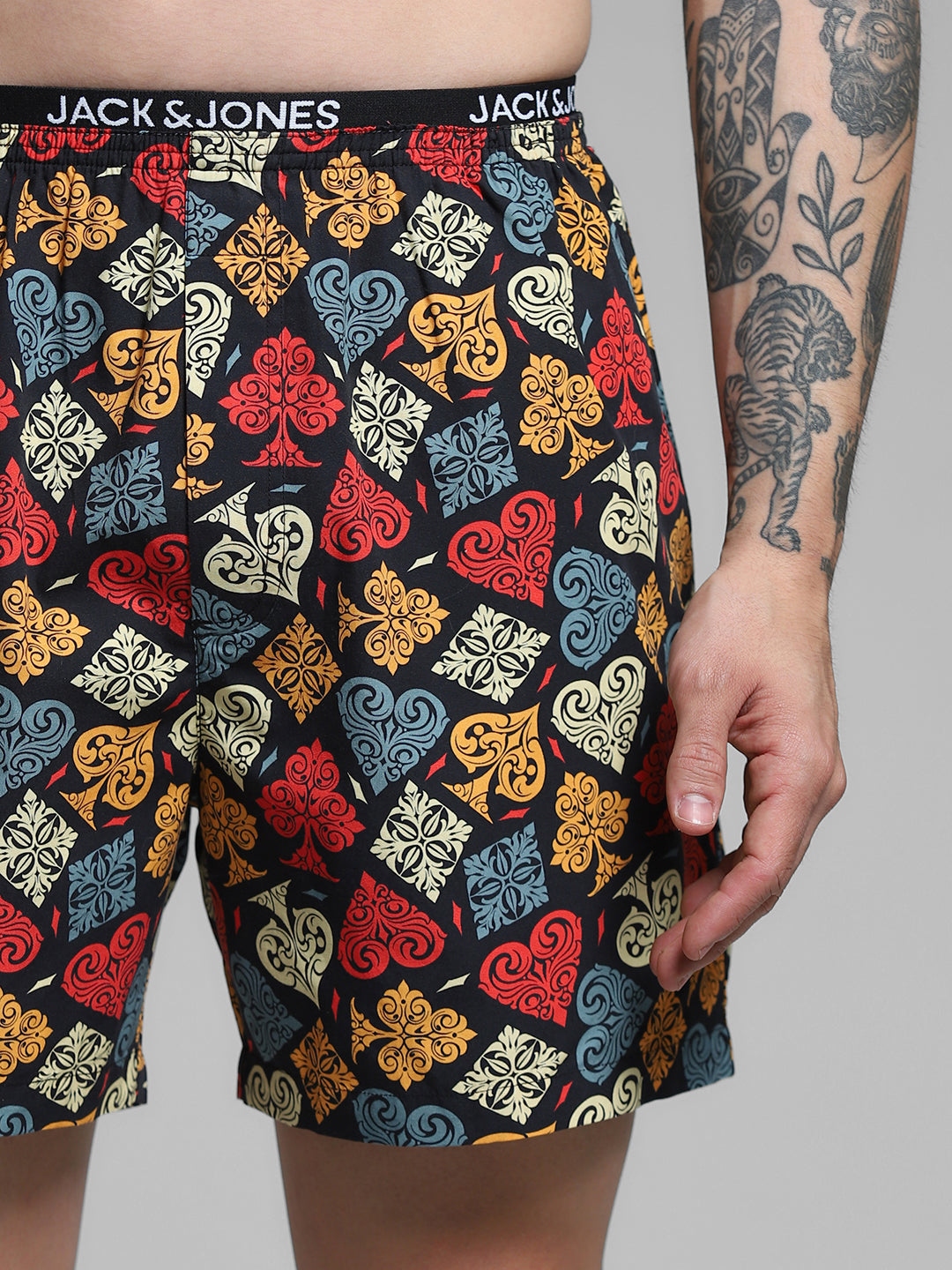 Black Card Deck Print Cotton Boxers