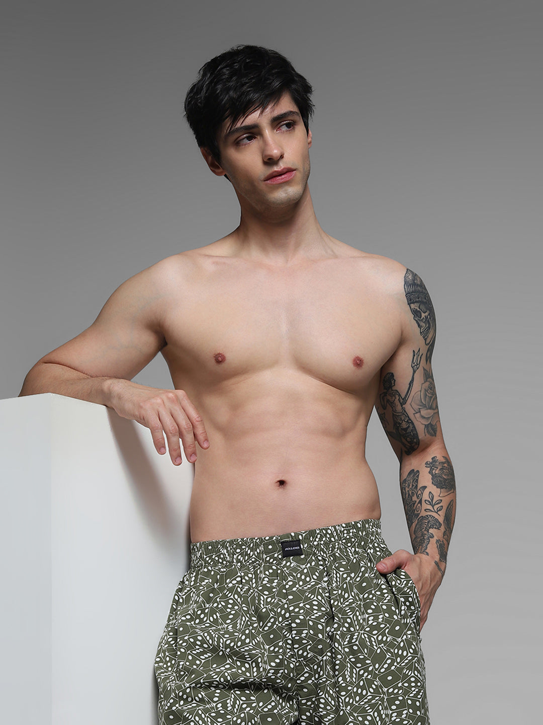 Green Dice Print Cotton Boxers