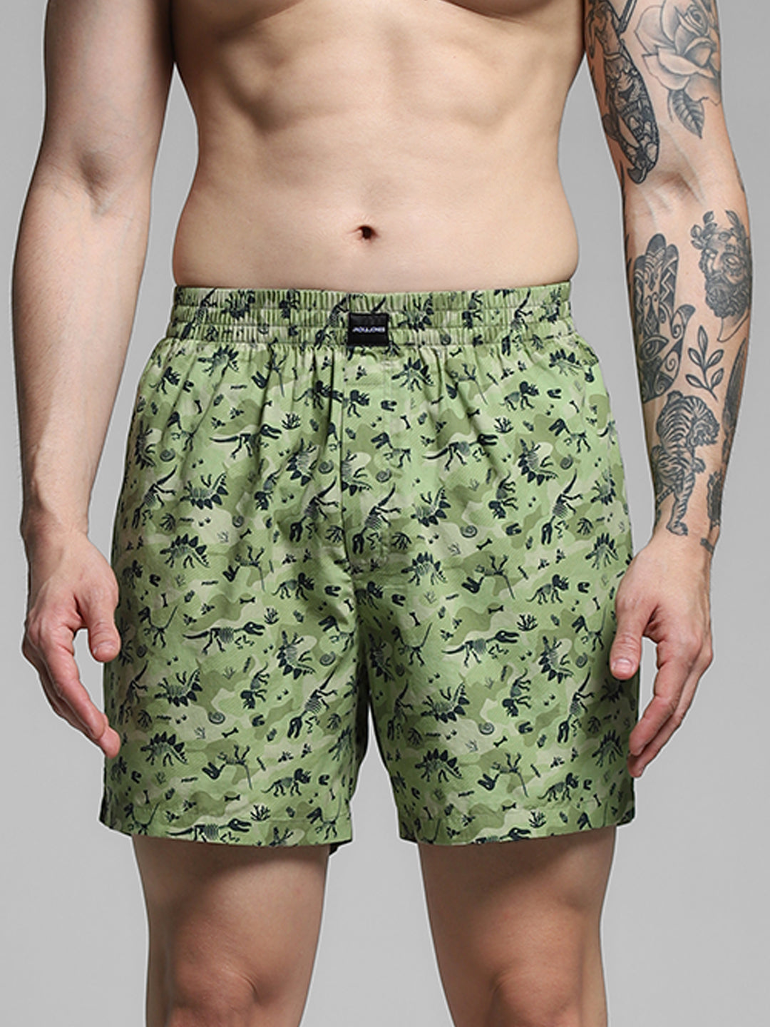 Green Dinosaur Print Cotton Boxers