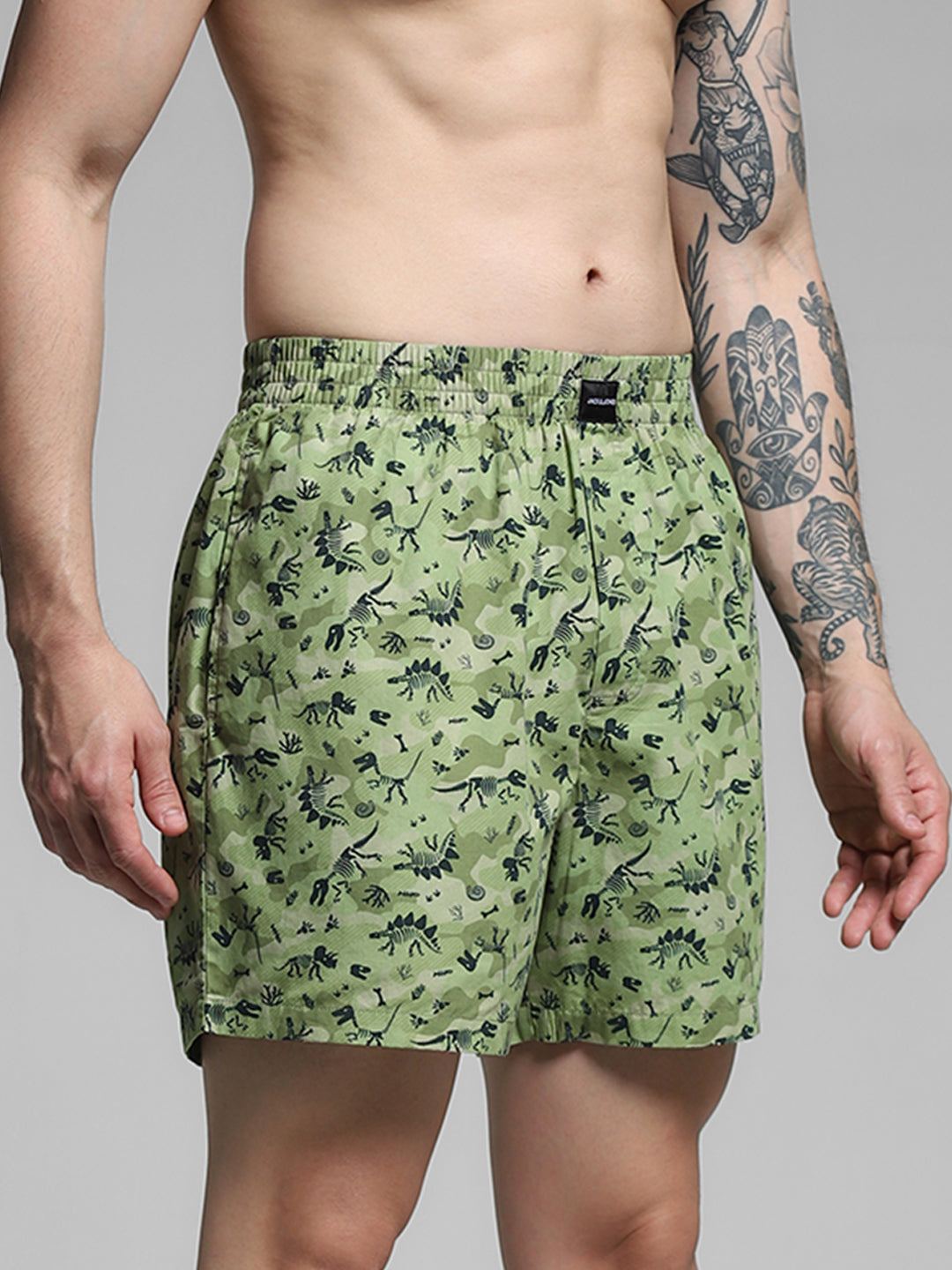 Green Dinosaur Print Cotton Boxers