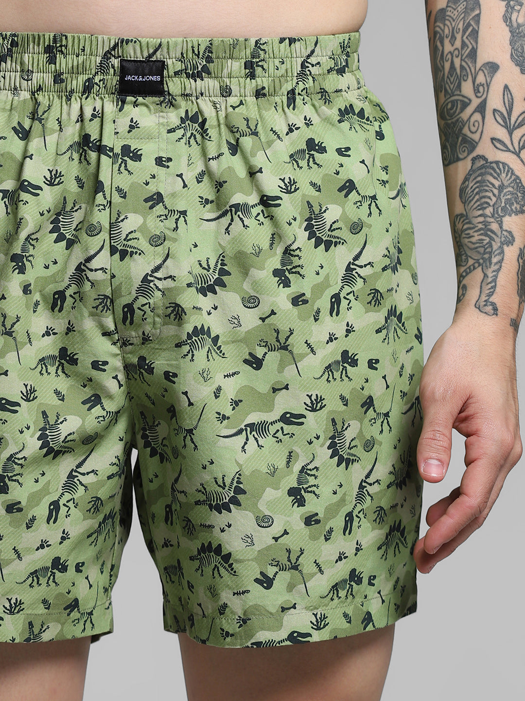 Green Dinosaur Print Cotton Boxers