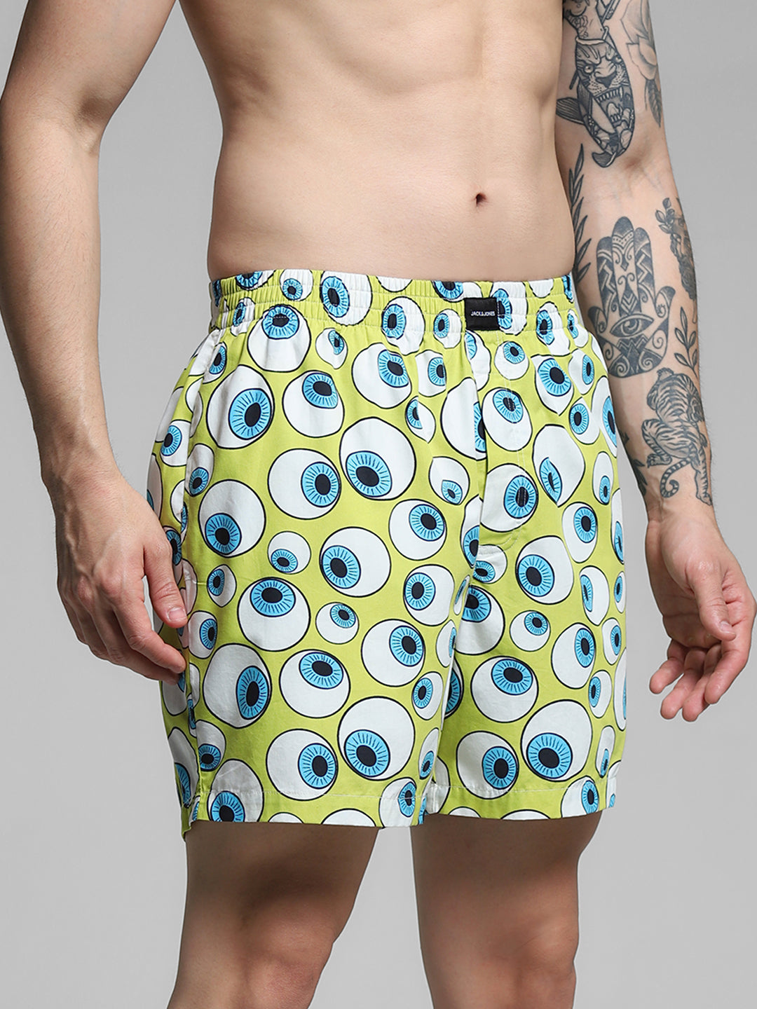 Lime Green Printed Cotton Boxers