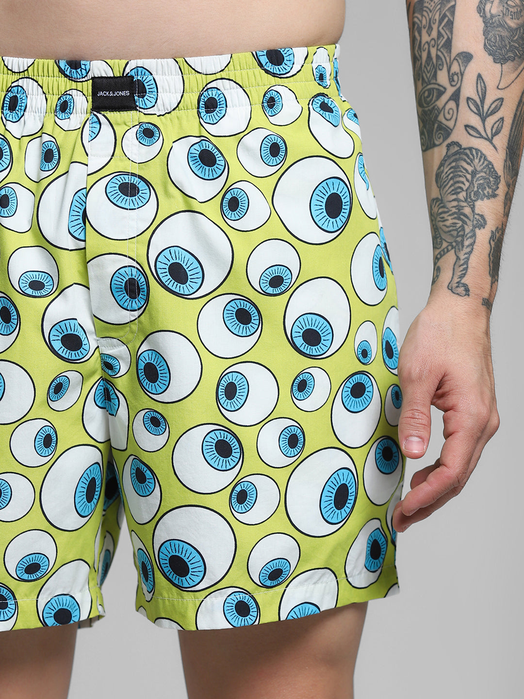 Lime Green Printed Cotton Boxers