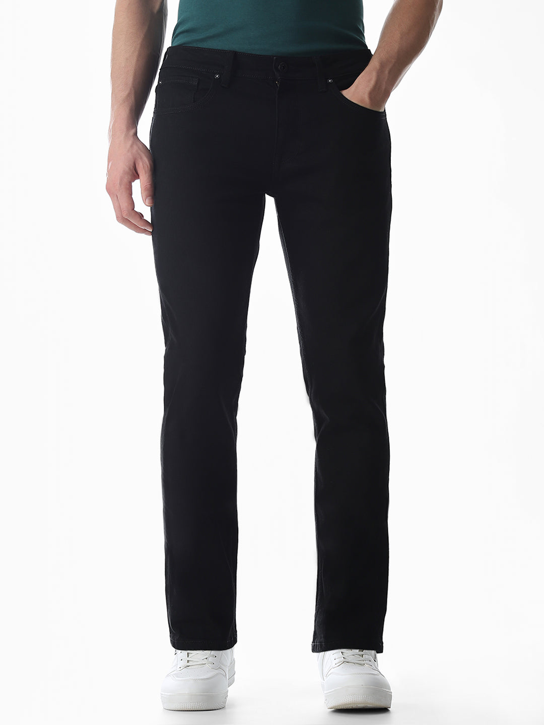 Black Low Rise Clark Regular Fit Jeans