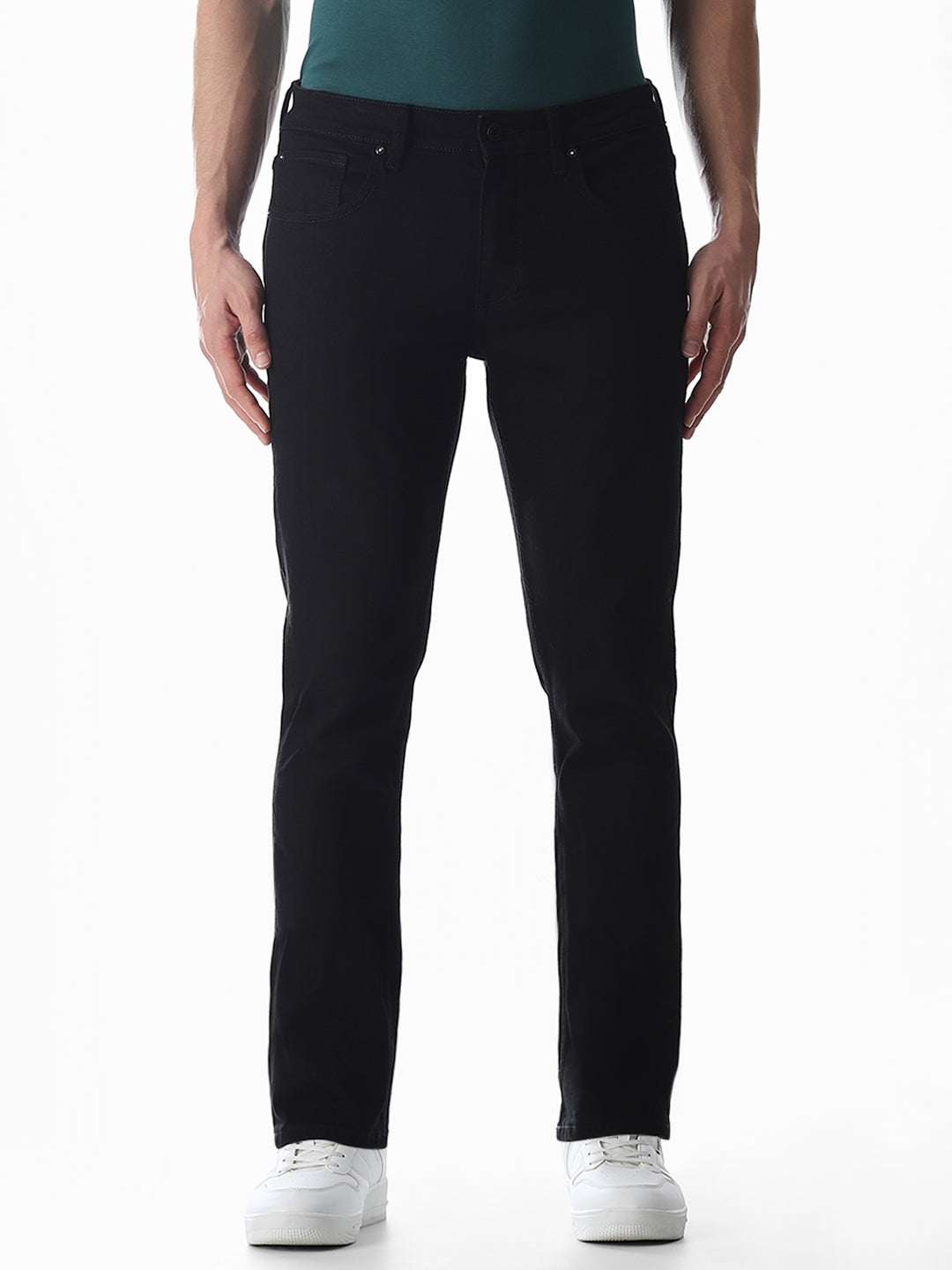 Black Low Rise Clark Regular Fit Jeans