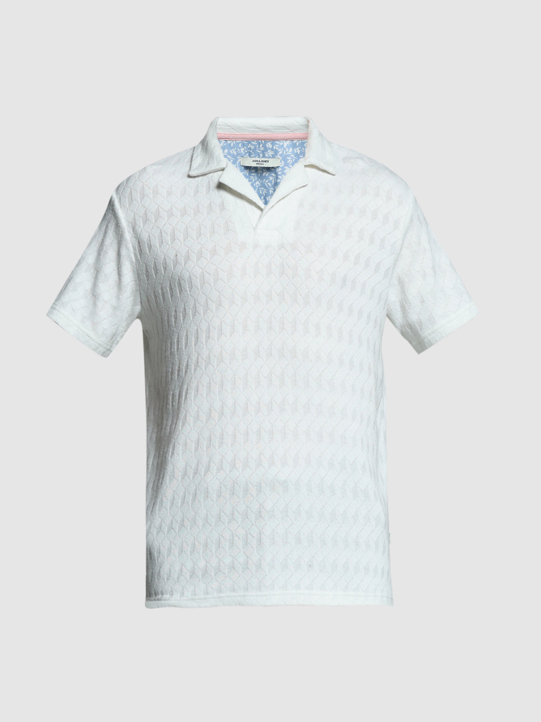 White Jacquard Cotton Polo