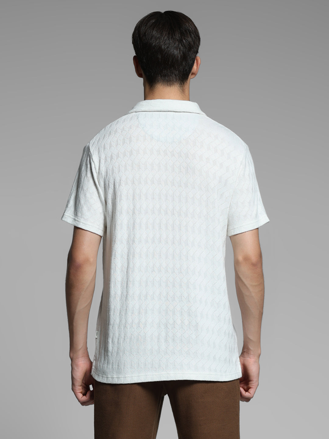 White Jacquard Cotton Polo