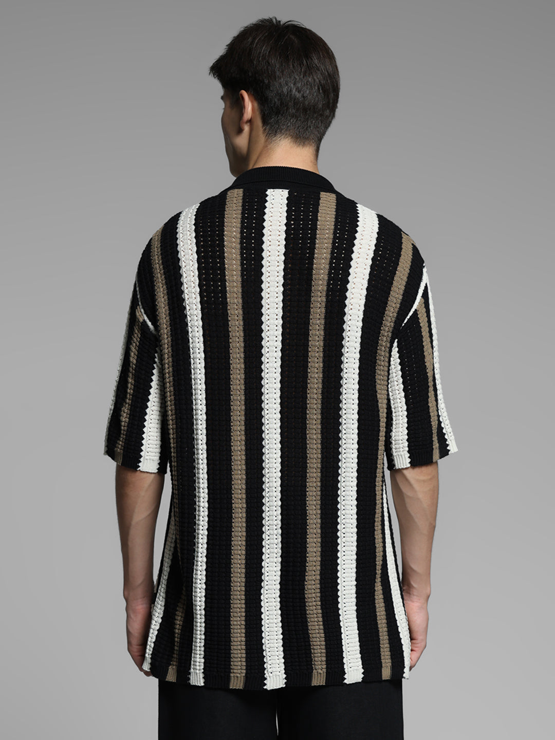 Black Colourblocked Oversized Polo